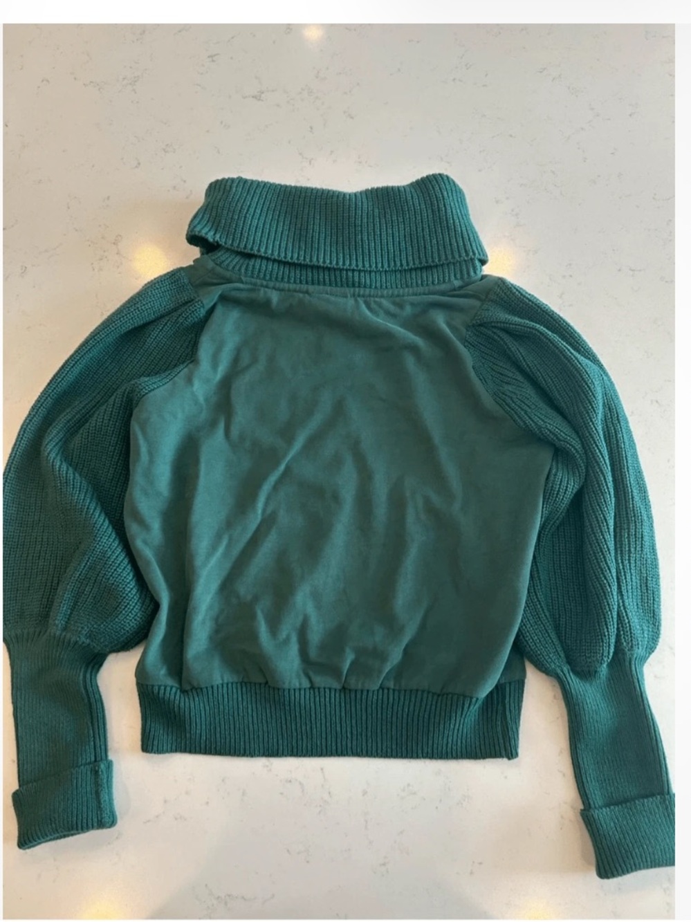 Dolan Anthropologie Teal Cowl Neck Balloon Sleeve Sweater - Picture 5 of 7